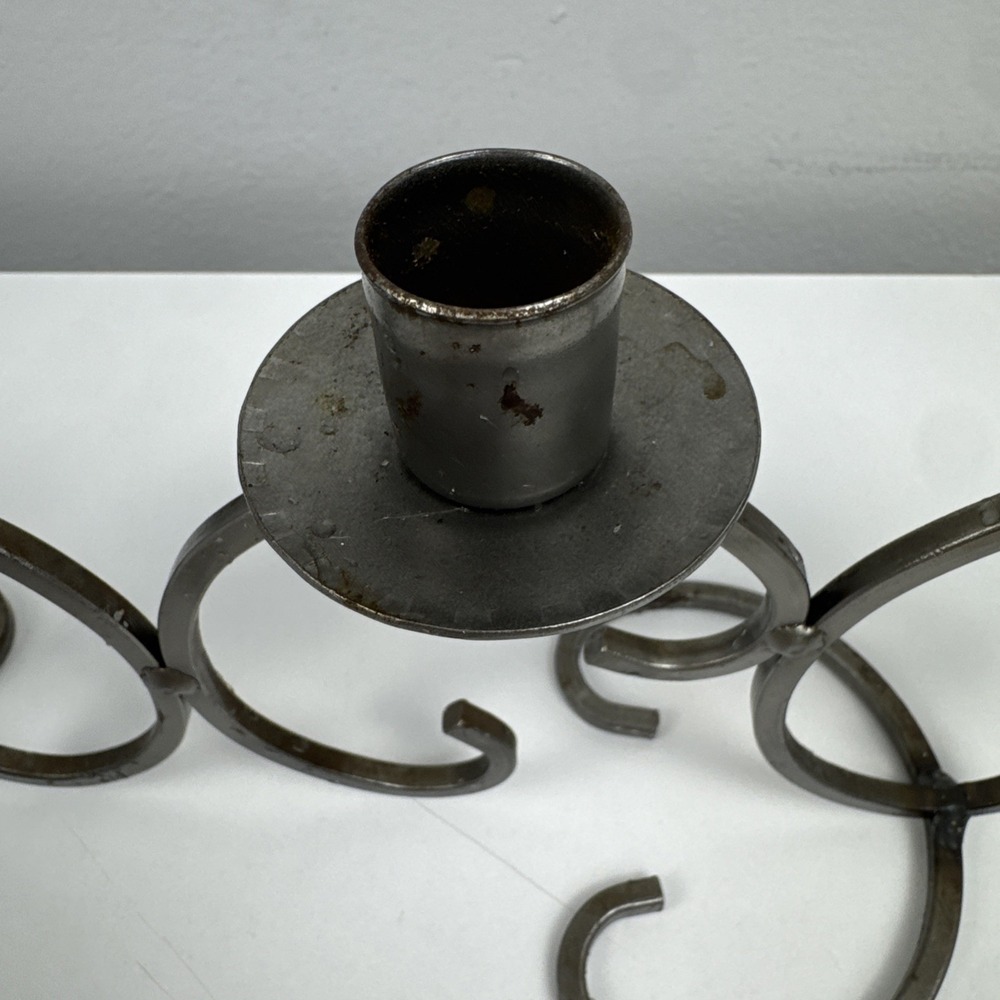 Vtg 80s Dalagruppen Sweden Wrought Iron 4 Taper Candle Holder Scandinavian - Picture 5 of 16